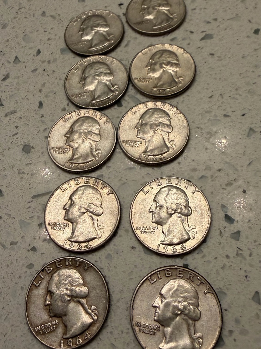 1964 Washington Quarter, 90% Silver, Choose Quantity, price is each